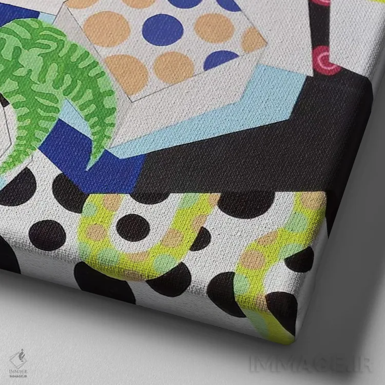 تابلو پیکرههای انتزاعی شاد ۳ اثر فرانتیشک فلوریان - نمای نزدیک بافت بوم