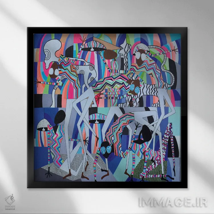 تابلو رقصگاه اجتماعی ۷ اثر فرانتیشک فلوریان - نمای قابدار مشکی