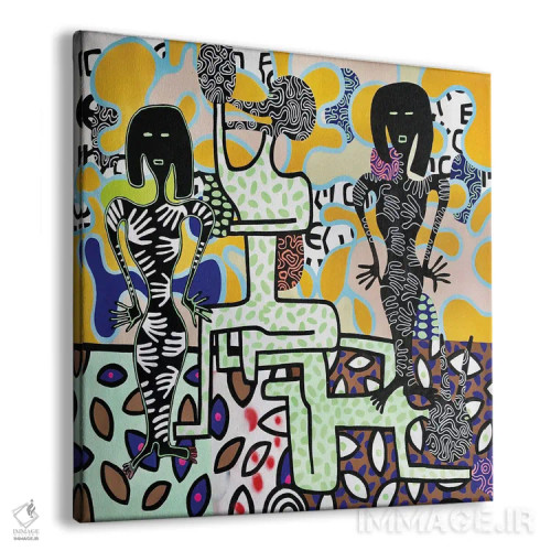 تابلو زنان مهمانی انتزاعی شماره ۱ اثر فرانتیشک فلوریان - نمای پرسپکتیو محصول