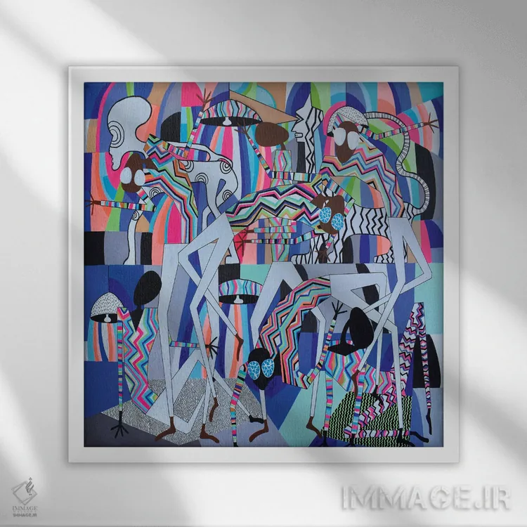 تابلو رقصگاه اجتماعی ۷ اثر فرانتیشک فلوریان - نمای قابدار سفید