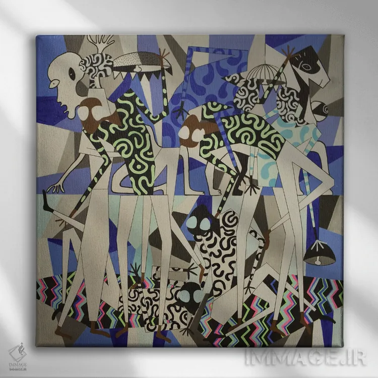 تابلو پیکرههای رقصنده فانکی شماره ۸ اثر فرانتیشک فلوریان - نمای روبهرو روی دیوار