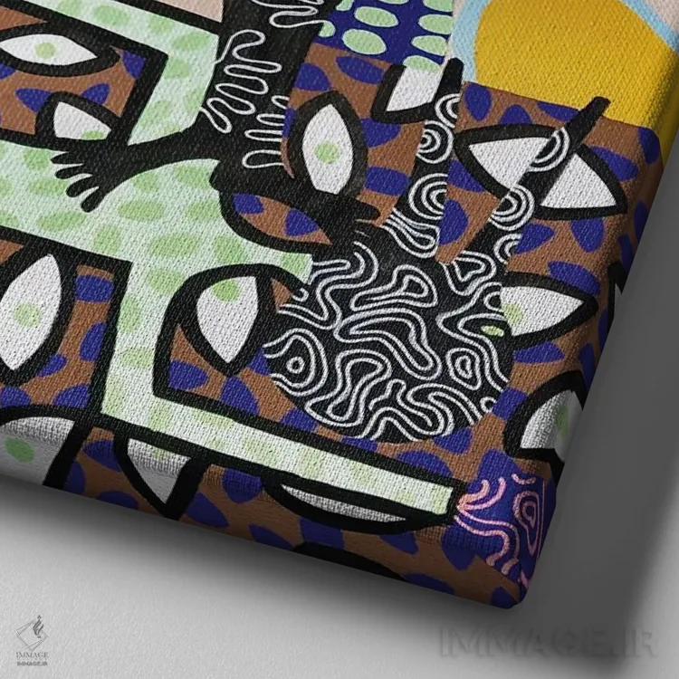 تابلو زنان مهمانی انتزاعی شماره ۱ اثر فرانتیشک فلوریان - نمای نزدیک بافت بوم