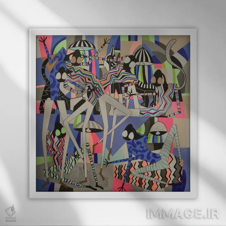 تابلو سالن رقص اجتماعی شماره ۱۰ اثر فرانتیشک فلوریان - نمای قابدار سفید