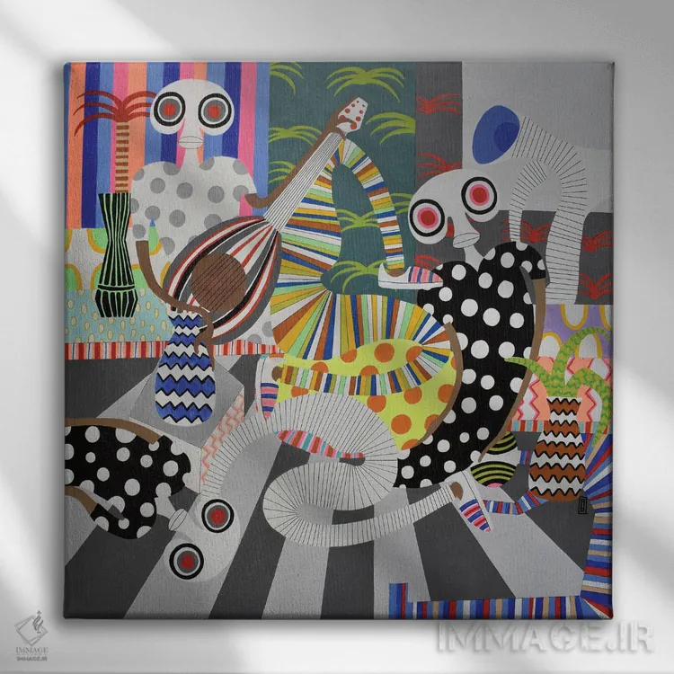 تابلو مهمانی گیتار اثر فرانتیشک فلوریان - نمای روبهرو روی دیوار