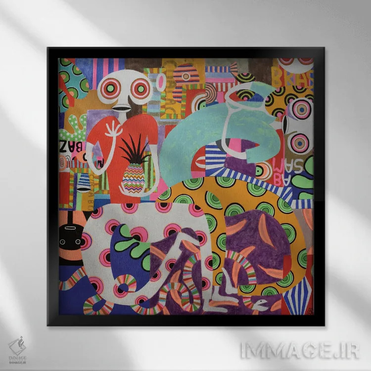 تابلو زمان مهمانی شماره ۶ اثر فرانتیشک فلوریان - نمای قابدار مشکی