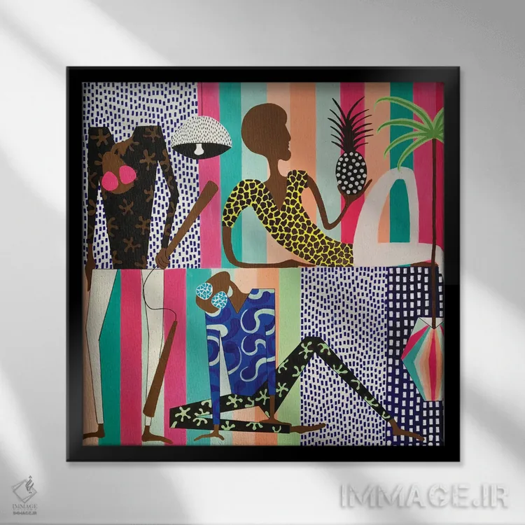 تابلو استراحت با آناناس خالخالی من اثر فرانتیشک فلوریان - نمای قابدار مشکی