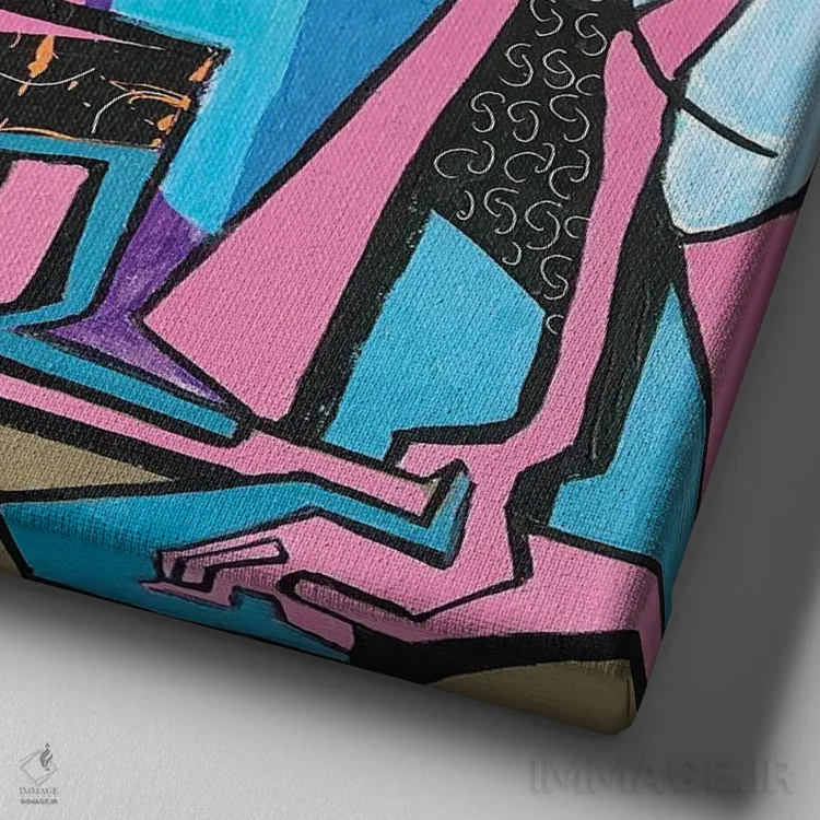 تابلو آبستره فانکی سه اثر فرانتیشک فلوریان - نمای نزدیک بافت بوم