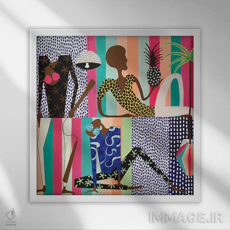 تابلو استراحت با آناناس خالخالی من اثر فرانتیشک فلوریان - نمای قابدار سفید