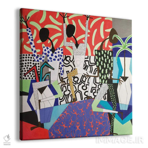 تابلو مهمانی رقص با الهام از هَرینگ دو (ژانر هنری کیت هَرینگ) اثر فرانتیشک فلوریان - نمای پرسپکتیو محصول