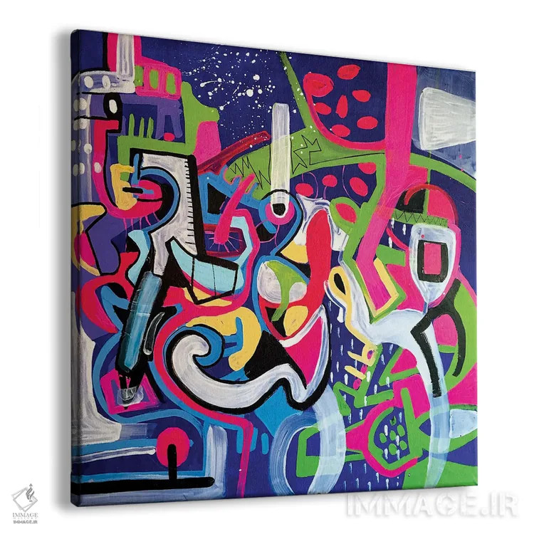 تابلو اشکال آبستره رنگارنگ یک اثر فرانتیشک فلوریان - نمای پرسپکتیو محصول