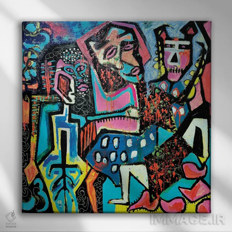 تابلو آبستره فانکی ده اثر فرانتیشک فلوریان - نمای روبهرو روی دیوار