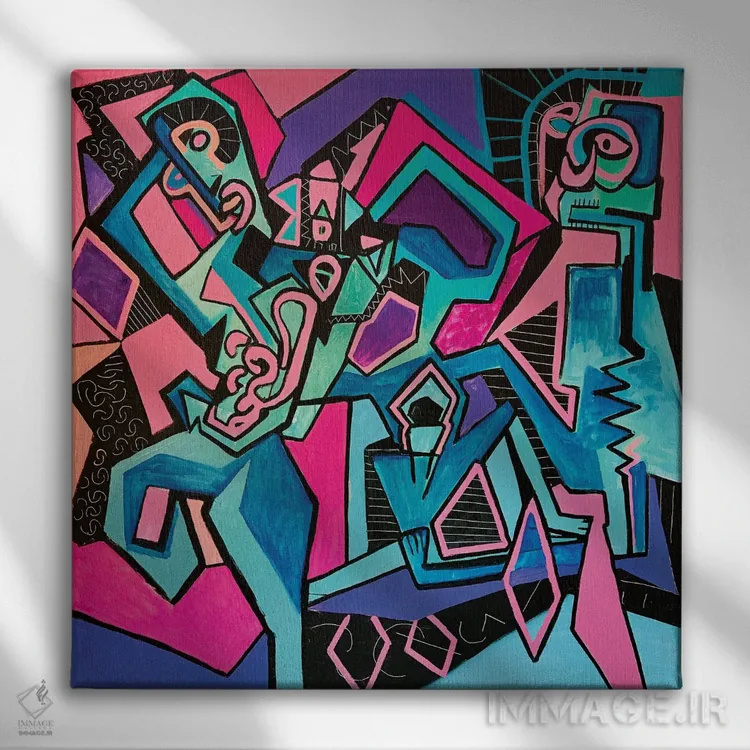 تابلو آبستره فانکی هشت اثر فرانتیشک فلوریان - نمای روبهرو روی دیوار