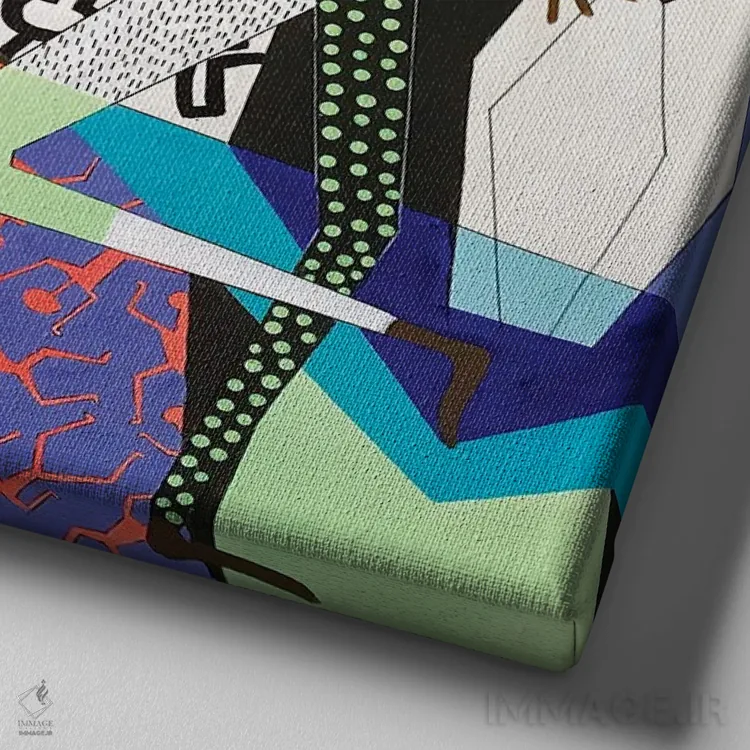 تابلو مهمانی رقص با الهام از هَرینگ دو (ژانر هنری کیت هَرینگ) اثر فرانتیشک فلوریان - نمای نزدیک بافت بوم