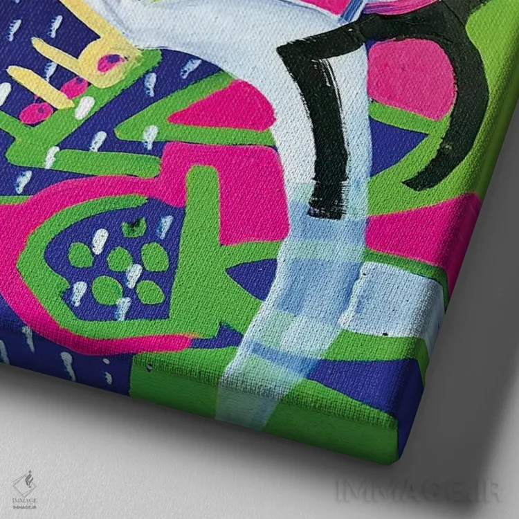 تابلو اشکال آبستره رنگارنگ یک اثر فرانتیشک فلوریان - نمای نزدیک بافت بوم