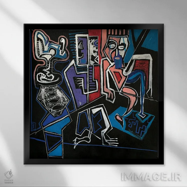 تابلو آبستره اکسپرسیو چهار اثر فرانتیشک فلوریان - نمای قابدار مشکی