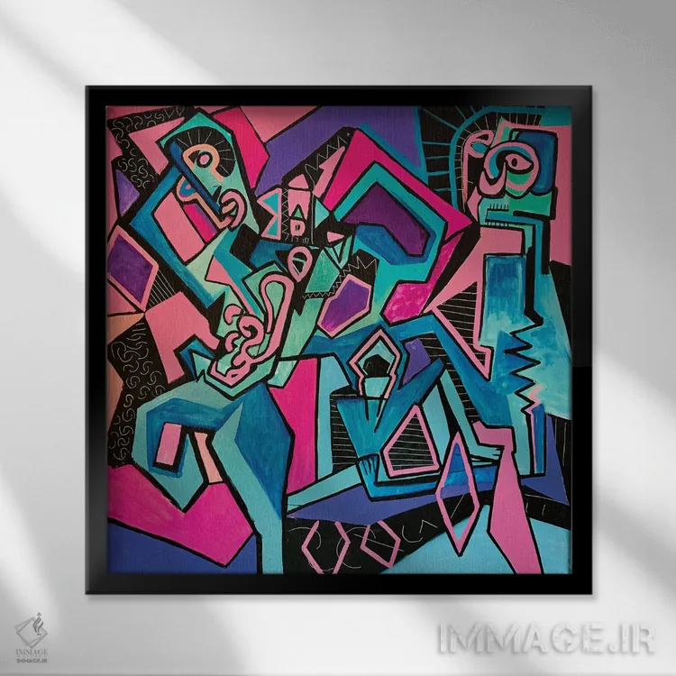 تابلو آبستره فانکی هشت اثر فرانتیشک فلوریان - نمای قابدار مشکی