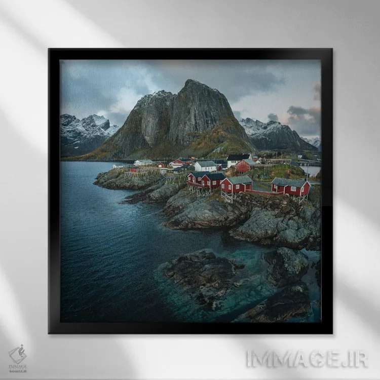 تابلو روستای نروژی اثر فابیان فورتمن - نمای قابدار مشکی