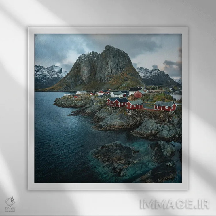 تابلو روستای نروژی اثر فابیان فورتمن - نمای قابدار سفید