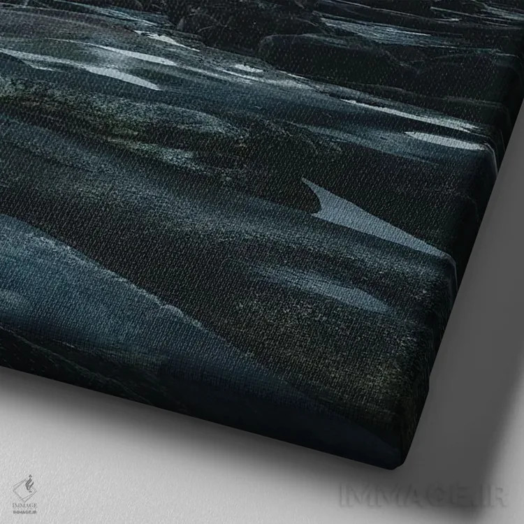 تابلو ساحل سنگی اثر فابیان فورتمن - نمای نزدیک بافت بوم