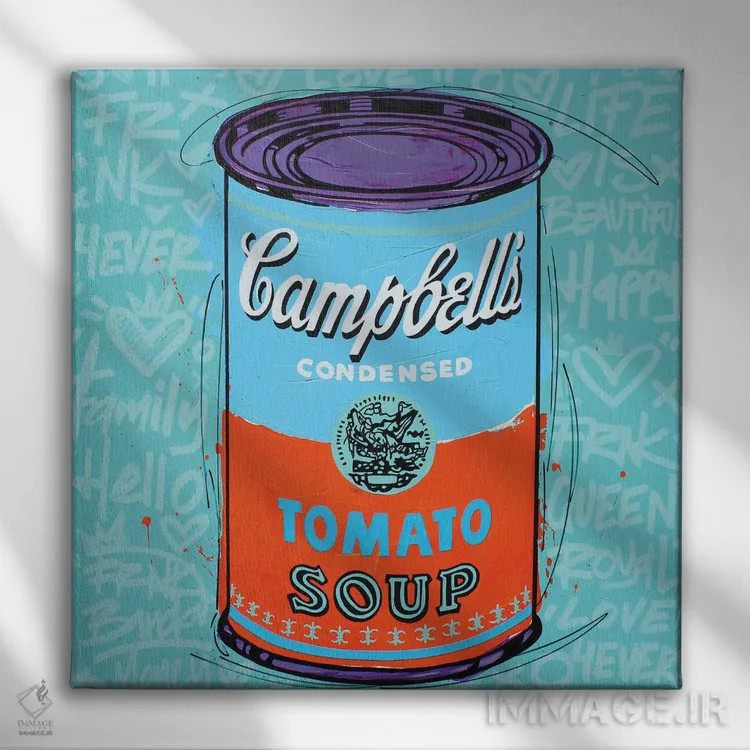 تابلو سوپ آبی ویژه کمپبل اثر فرانک باندا - نمای روبهرو روی دیوار
