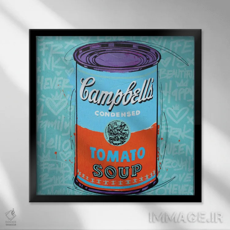 تابلو سوپ آبی ویژه کمپبل اثر فرانک باندا - نمای قابدار مشکی