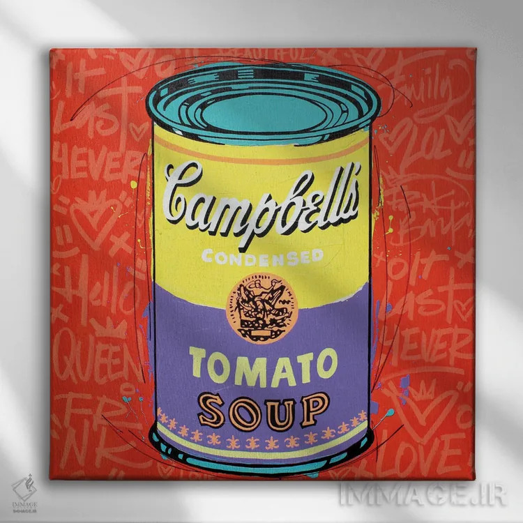 تابلو سوپ نارنجی ویژه کمپبل اثر فرانک باندا - نمای روبهرو روی دیوار