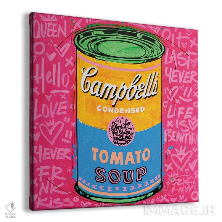 تابلو سوپ صورتی ویژه کمپبل اثر فرانک باندا - نمای پرسپکتیو محصول