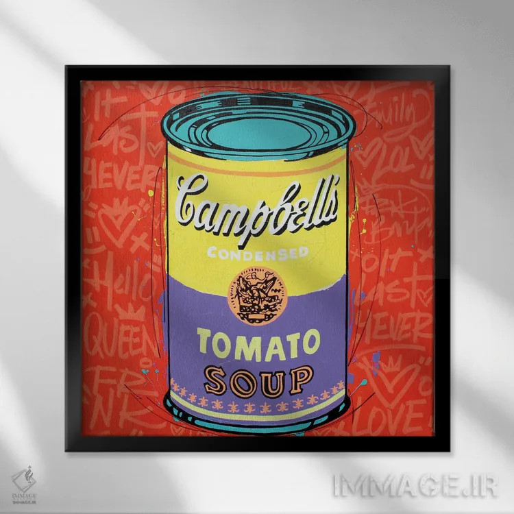 تابلو سوپ نارنجی ویژه کمپبل اثر فرانک باندا - نمای قابدار مشکی