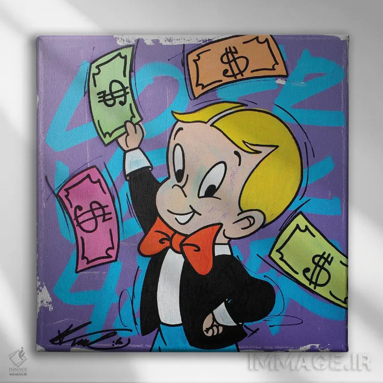 تابلو پول پرواز میکند اثر فرانک باندا - نمای روبهرو روی دیوار