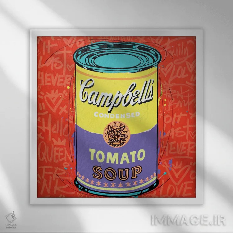 تابلو سوپ نارنجی ویژه کمپبل اثر فرانک باندا - نمای قابدار سفید