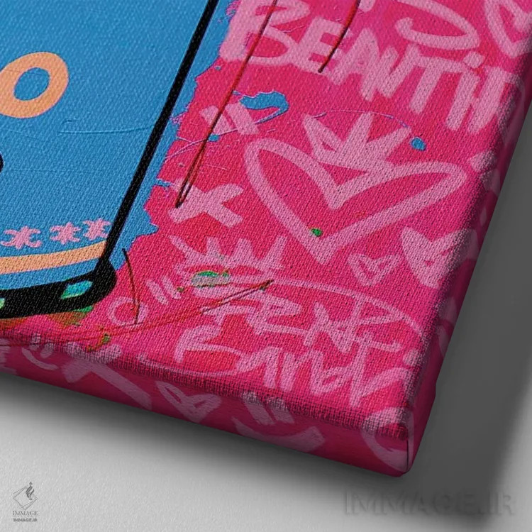 تابلو سوپ صورتی ویژه کمپبل اثر فرانک باندا - نمای نزدیک بافت بوم