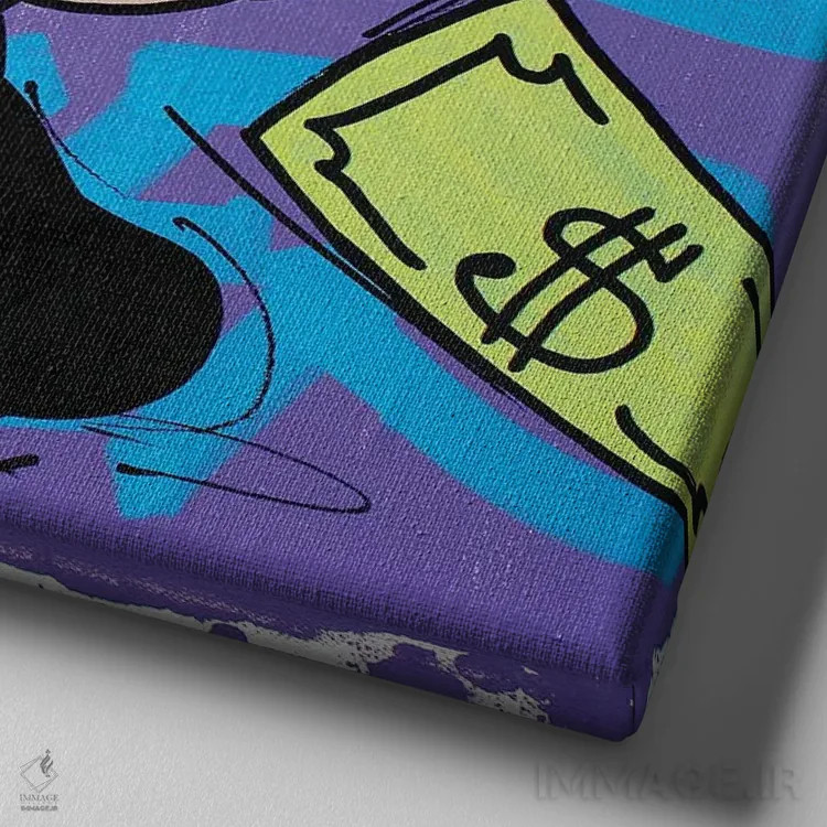 تابلو پول پرواز میکند اثر فرانک باندا - نمای نزدیک بافت بوم