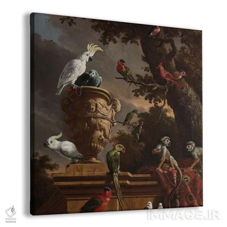 تابلو پرندگان و میمونها اثر فلوران بُدار (هنرمند فرانسوی) - نمای پرسپکتیو محصول
