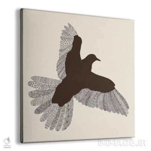 تابلو پرنده روی زمینه بژ اثر فلوران بُدار (هنرمند فرانسوی) - نمای پرسپکتیو محصول