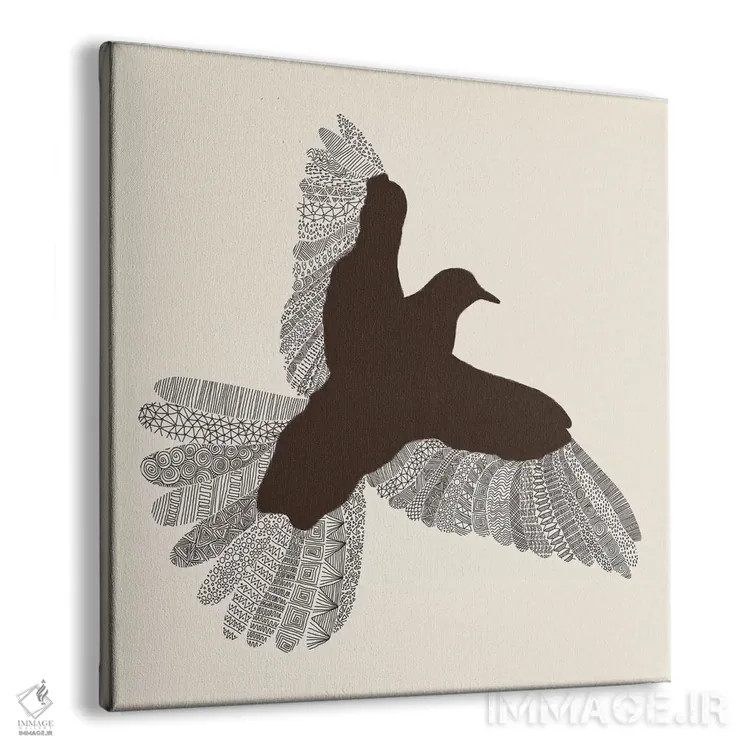 تابلو پرنده روی زمینه بژ اثر فلوران بُدار (هنرمند فرانسوی) - نمای پرسپکتیو محصول