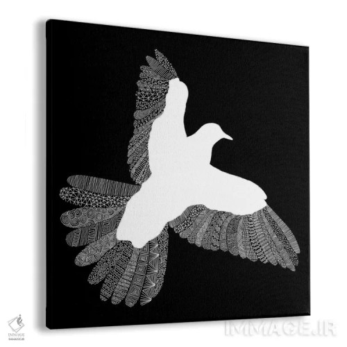 تابلو پرنده روی زمینه مشکی اثر فلوران بُدار (هنرمند فرانسوی) - نمای پرسپکتیو محصول