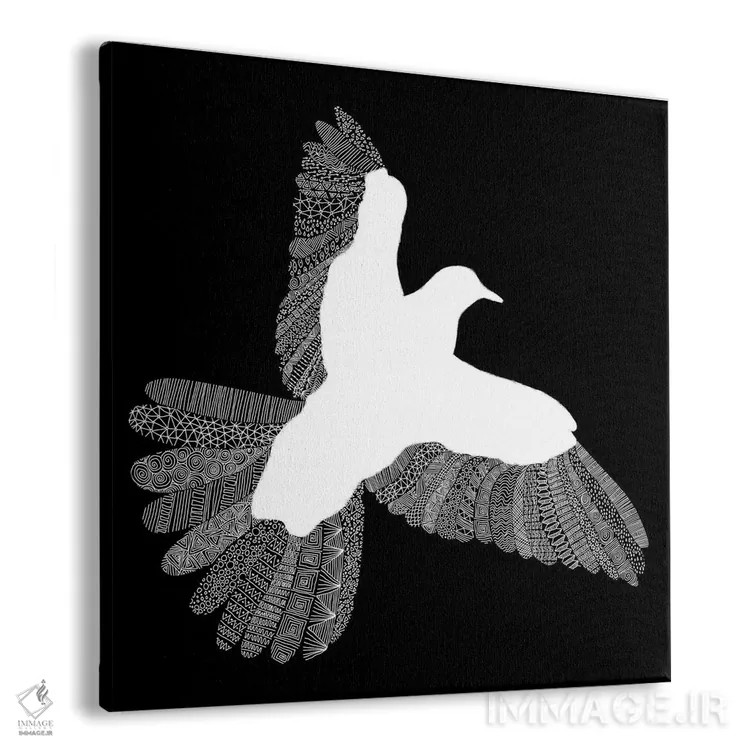 تابلو پرنده روی زمینه مشکی اثر فلوران بُدار (هنرمند فرانسوی) - نمای پرسپکتیو محصول