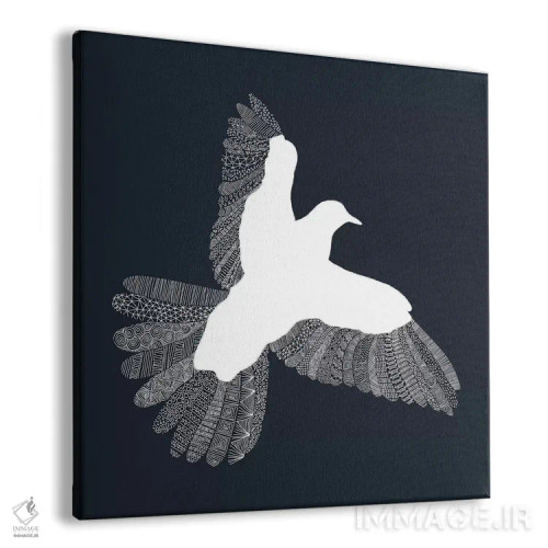 تابلو پرنده روی زمینه آبی اثر فلوران بُدار (هنرمند فرانسوی) - نمای پرسپکتیو محصول