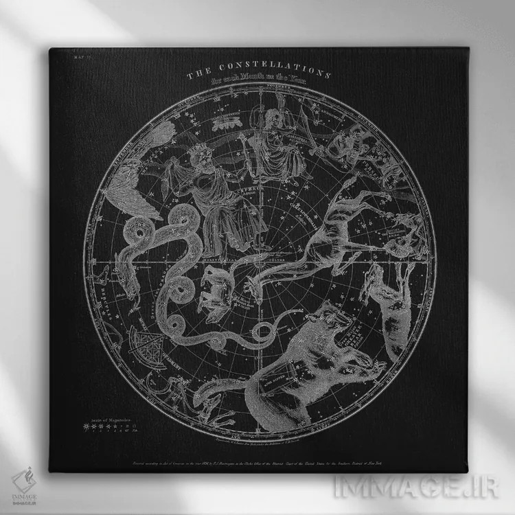 تابلو صورتهای فلکی اثر فلوران بُدار (هنرمند فرانسوی) - نمای روبهرو روی دیوار