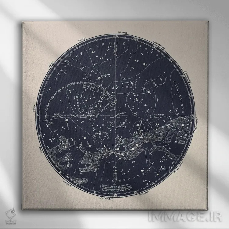تابلو صورتهای فلکی جنوبی اثر فلوران بُدار (هنرمند فرانسوی) - نمای روبهرو روی دیوار