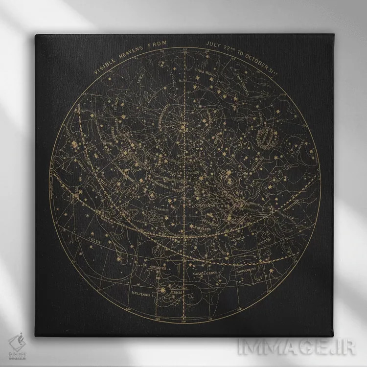 تابلو آسمانهای قابل مشاهده بر زمینه تیره اثر فلوران بُدار (هنرمند فرانسوی) - نمای روبهرو روی دیوار