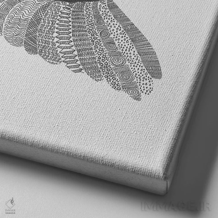 تابلو پرنده روی زمینه خاکستری اثر فلوران بُدار (هنرمند فرانسوی) - نمای نزدیک بافت بوم