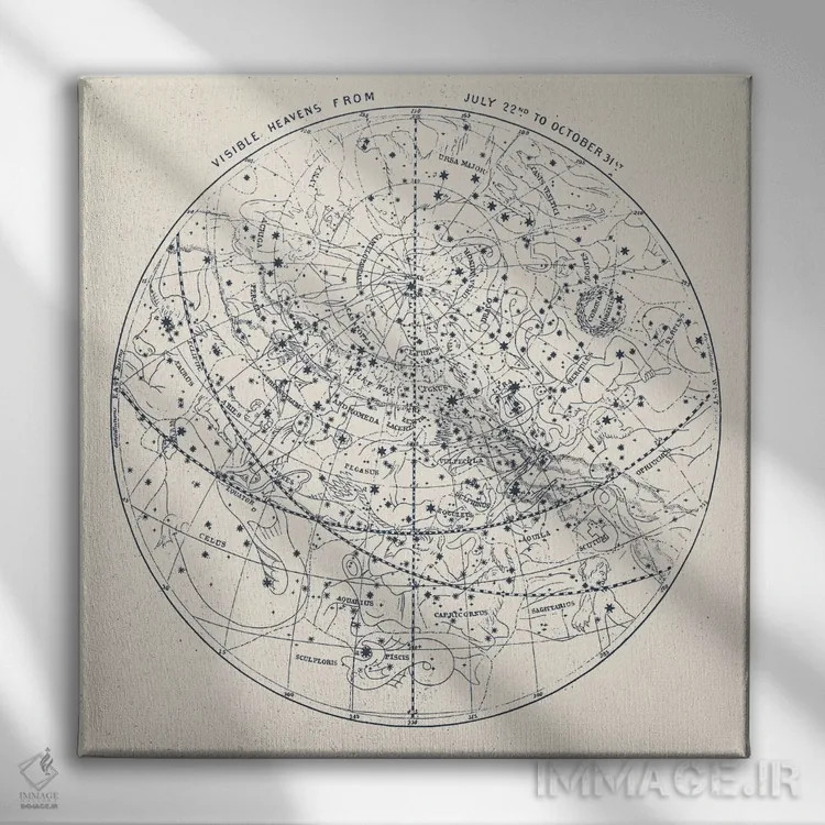 تابلو آسمانهای قابل مشاهده بر زمینه آبی اثر فلوران بُدار (هنرمند فرانسوی) - نمای روبهرو روی دیوار