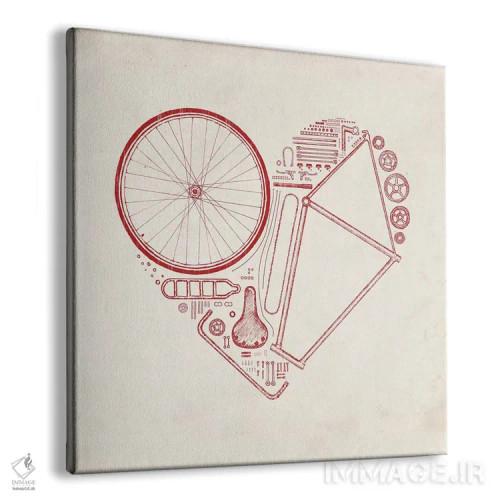 تابلو دوچرخه عاشقانه قرمز اثر فلوران بُدار (هنرمند فرانسوی) - نمای پرسپکتیو محصول