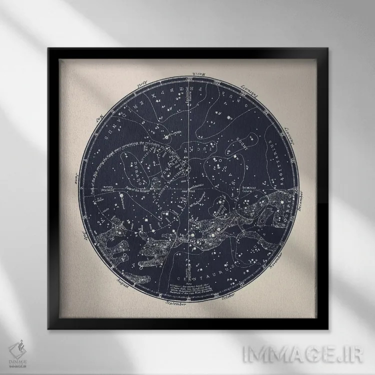 تابلو صورتهای فلکی جنوبی اثر فلوران بُدار (هنرمند فرانسوی) - نمای قابدار مشکی