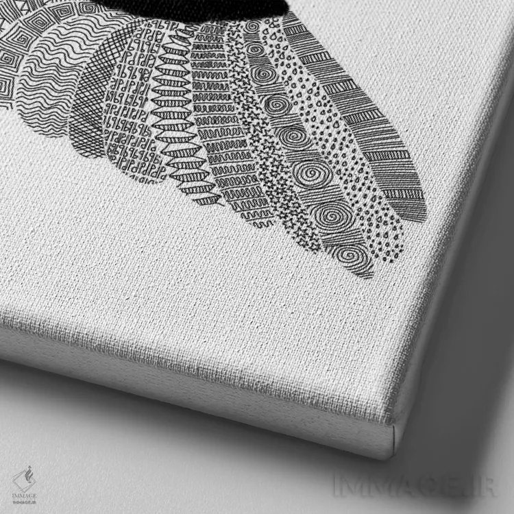 تابلو پرنده روی زمینه سفید اثر فلوران بُدار (هنرمند فرانسوی) - نمای نزدیک بافت بوم