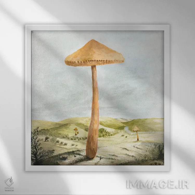 تابلو سرزمین قارچها اثر فلوران بُدار (هنرمند فرانسوی) - نمای قابدار سفید