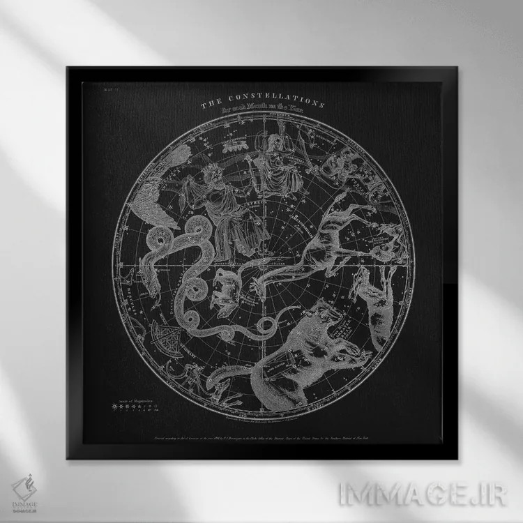 تابلو صورتهای فلکی اثر فلوران بُدار (هنرمند فرانسوی) - نمای قابدار مشکی
