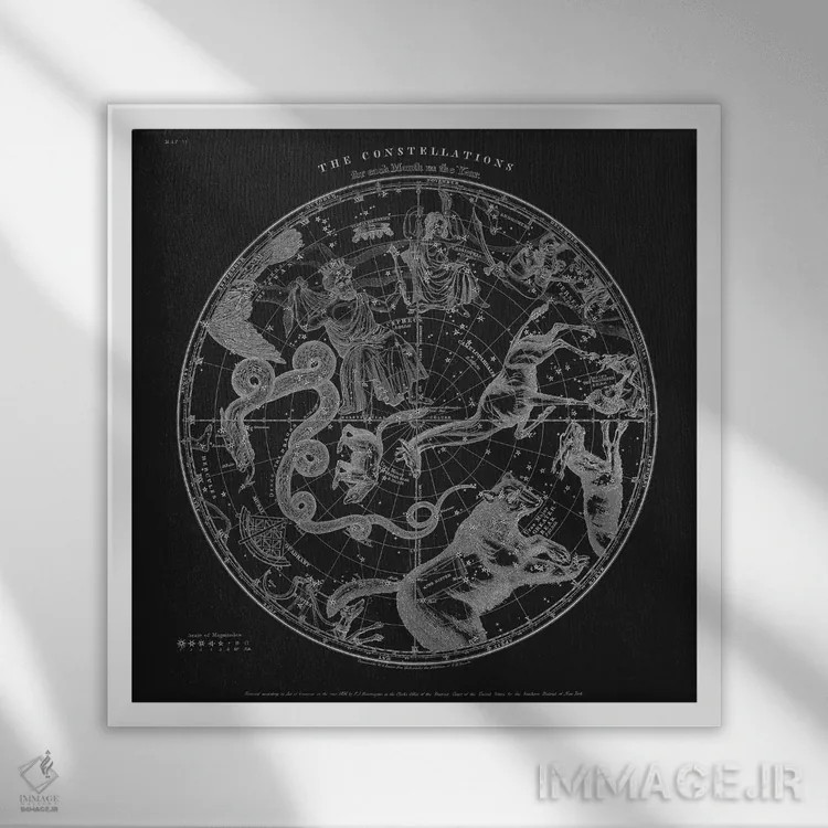 تابلو صورتهای فلکی اثر فلوران بُدار (هنرمند فرانسوی) - نمای قابدار سفید