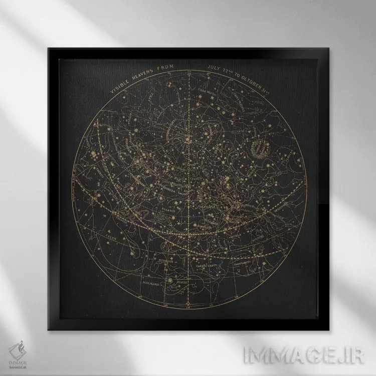 تابلو آسمانهای قابل مشاهده بر زمینه تیره اثر فلوران بُدار (هنرمند فرانسوی) - نمای قابدار مشکی